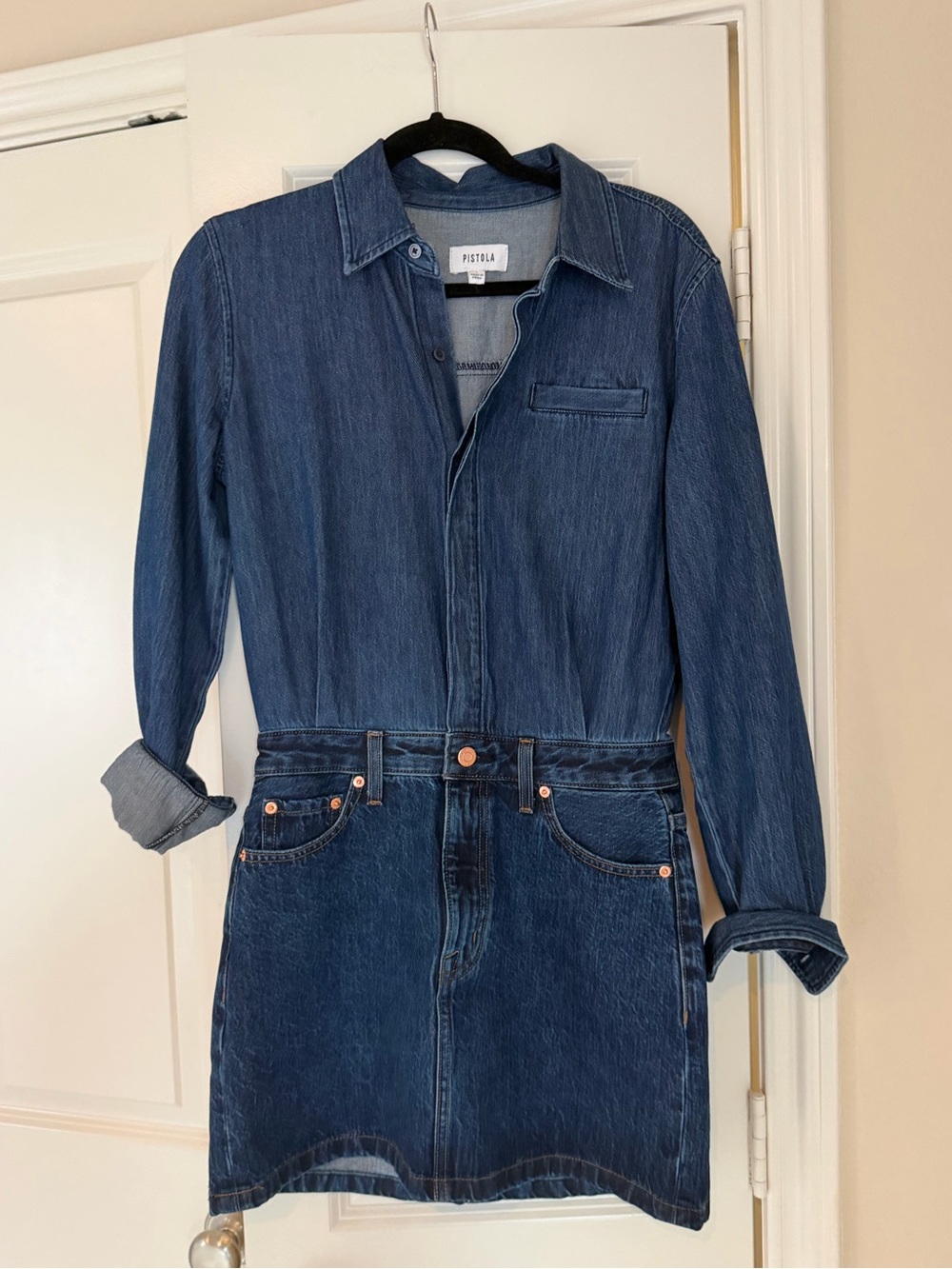 pistola Denim Shirt Mini Dress in Blue